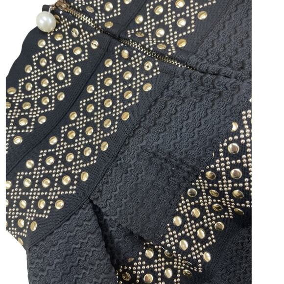 Womens Skirt Size S Black High Waisted Rivets Mini - Picture 4 of 4